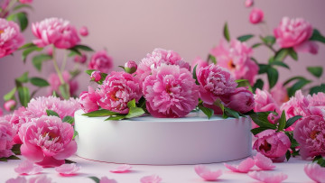 обоя 3д графика, цветы , flowers, розовые, пионы, бутоны, лепестки
