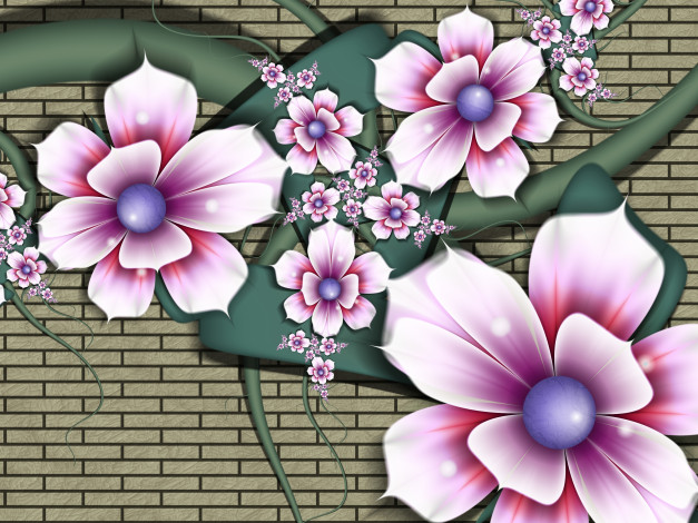 Обои картинки фото 3д, графика, flowers, цветы, фон, узор, цвета, лепестки