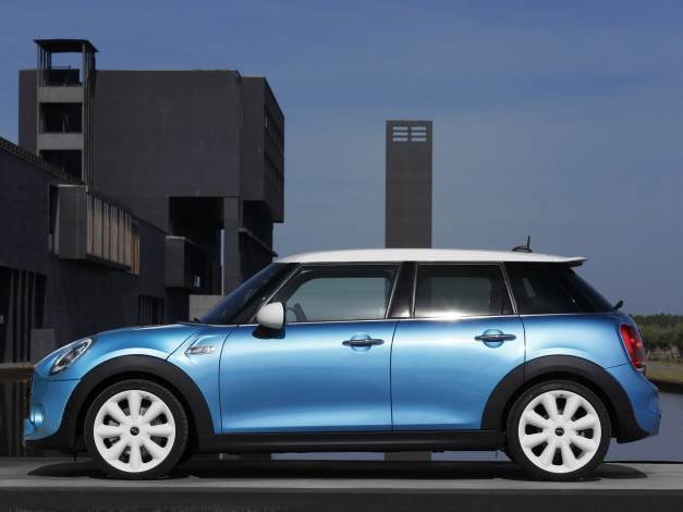 Обои картинки фото автомобили, mini, голубой, 2014, 5-door, cooper, s