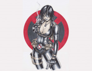 Картинка рисованное комиксы фон пистолет взгляд девушка униформа маска