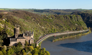 Картинка города -+дворцы +замки +крепости германия панорама поезд река замок