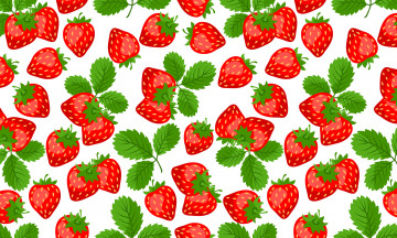Картинка векторная+графика еда+ food клубника ягоды красный листья