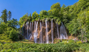 Картинка природа водопады деревья скалы водопад хорватия croatia galovac