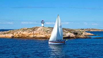 Картинка швеция вестра гёталанд корабли Яхты море маяк яхта