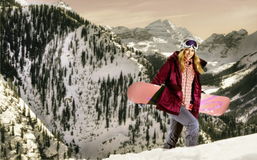 обоя gretchen, bleiler, спорт, сноуборд, девушка, горы