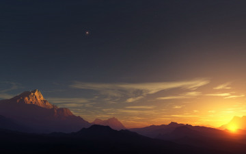 Картинка природа восходы закаты облака горы закат
