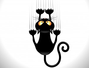 Картинка векторная+графика животные животное хвост черный кот когти взгляд