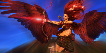 Картинка 3д+графика ангел+ angel стрела фон взгляд девушка лук ангел