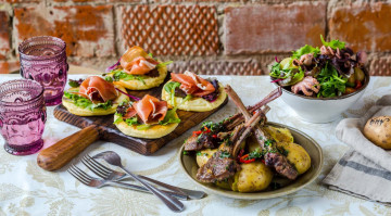 Картинка еда мясные+блюда канапе картофель мясо каре салат