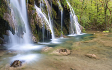 Картинка природа водопады деревья лес водопад франция каскады де туфс