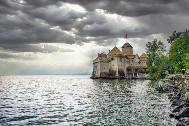 Обои картинки фото chateau chillon, города, шильонский замок , швейцария, chateau, chillon