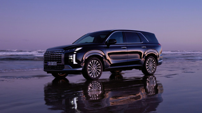 Обои картинки фото hyundai palisade 2, 2d highlander 2022, автомобили, hyundai, palisade, 22d, highlander, 2022, черный, джип, хендай, побережье, море