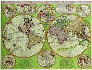 Картинка старинная карта мира разное глобусы карты материки полушария