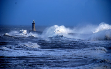 обоя природа, маяки, море, шторм