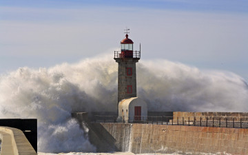 Картинка природа маяки море шторм волна