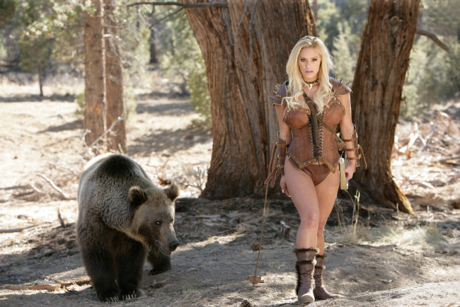 Обои картинки фото _Unsort -НЕ ВЫБИРАТЬ  , девушки, , не, выбирать, медведь
