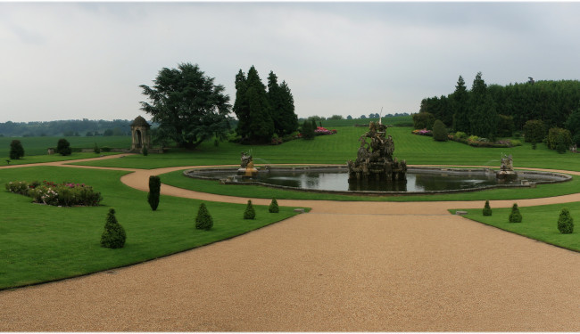 Обои картинки фото сад, поместья, whitley, court, англия, природа, парк, клумбы