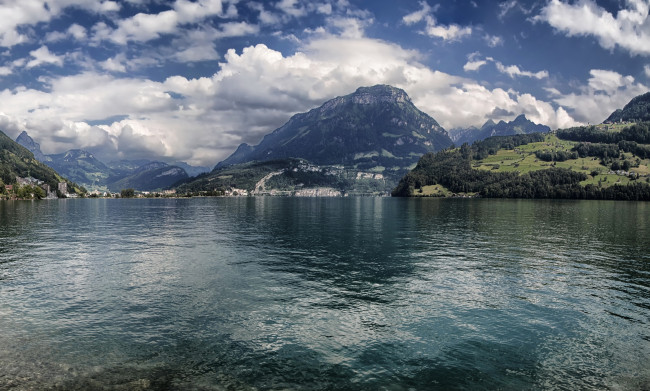 Обои картинки фото швейцария, швиц, ингенболь, природа, реки, озера, облака, озеро