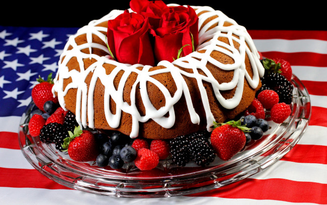 Обои картинки фото еда, торт, только, пирог, ягоды, украшения