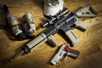Картинка оружие штурмовая винтовка бинокль bcm ar-15 sig p226 пистолет