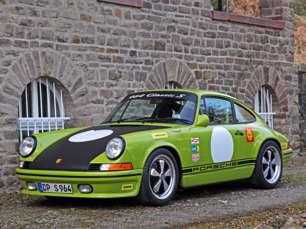 Обои картинки фото автомобили, porsche, зеленый, 2014г, classic, s, 964, dp964, motorsport, dp