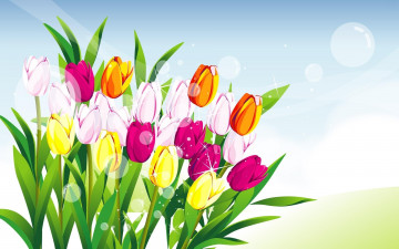 Картинка векторная+графика цветы+ flowers блики тюльпаны букет