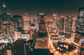 Картинка города Чикаго+ сша огни Чикаго ночь город