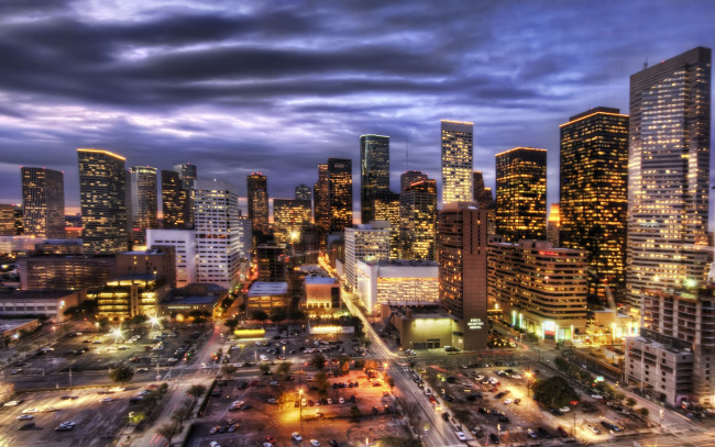 Обои картинки фото города, огни, ночного, houston, texas