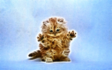 Картинка 3д графика animals животные пушистый милый котёнок маленький