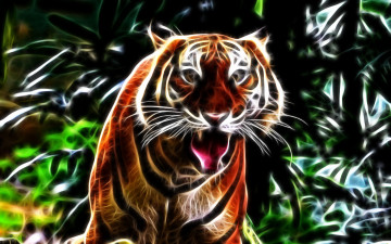 Картинка 3д графика animals животные tiger тигр рык