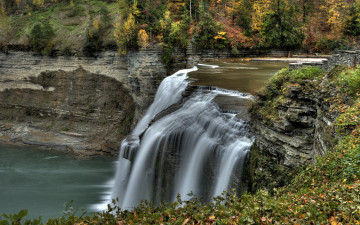 обоя природа, водопады, осень, водопад, река