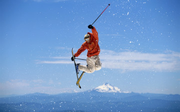 Картинка спорт лыжный спуск снег
