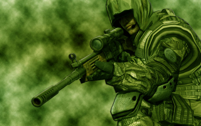 Обои картинки фото снайпер, видео, игры, alliance, of, valiant, arms, туман, зеленый, солдат, sniper, винтовка, прицел