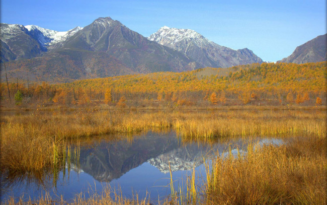 Обои картинки фото природа, реки, озера, водоем, лес, горы, осень