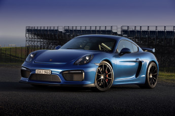 обоя автомобили, porsche, 2015г, синий, 981с, au-spec, gt4, cayman