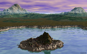 Картинка 3д+графика природа+ nature небо горы остров озеро