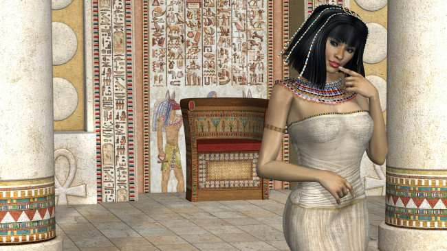 Обои картинки фото 3д графика, люди , people, девушка, взгляд, фон, египтянка