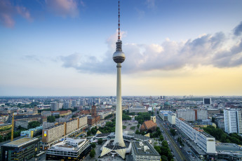 обоя города, берлин , германия, телебашня, панорама