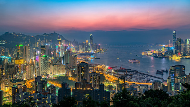 Обои картинки фото hong kong victoria harbour, города, гонконг , китай, панорама