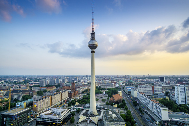 Обои картинки фото города, берлин , германия, телебашня, панорама