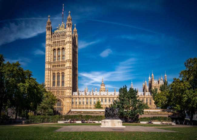 Обои картинки фото westminster - houses of parliament, города, лондон , великобритания, простор