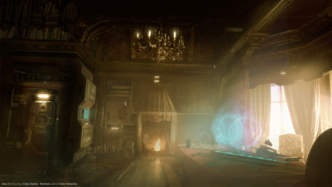 Обои картинки фото видео игры, deus ex,  human revolution, комната, камин