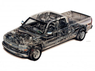 Картинка chevrolet silverado 1999 автомобили рентген