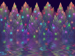 Картинка 3д графика fractal фракталы ели фрактал вода огни