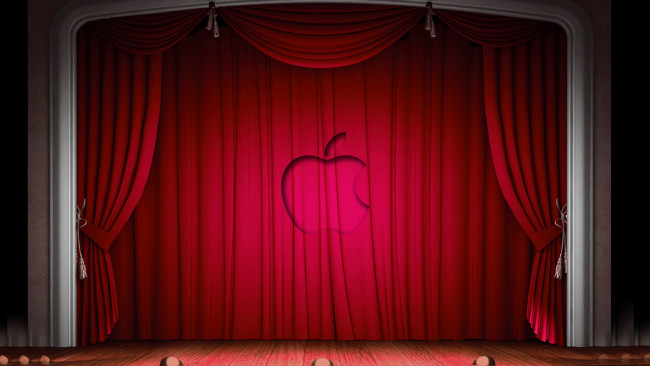Обои картинки фото компьютеры, apple, яблоко, логотип, сцена