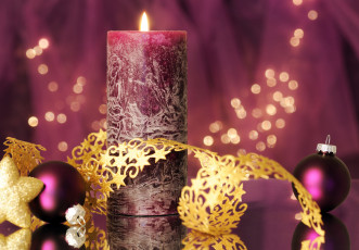 Картинка праздничные новогодние свечи свеча шарики лента