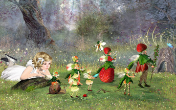 Картинка 3д графика fantasy фантазия поляна девушка