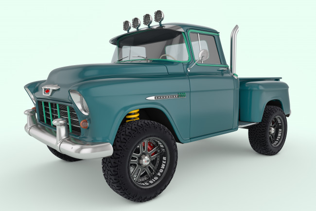 Обои картинки фото автомобили, 3д, 3100, 1955, pickup, chevrolet