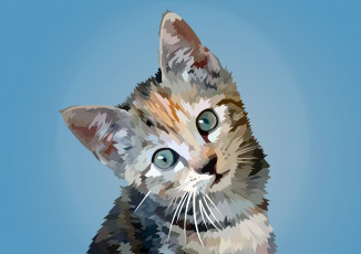 Картинка векторная+графика животные+ animals фон взгляд кот
