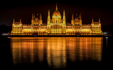 Картинка hungarian+parliament+building города будапешт+ венгрия река парламент